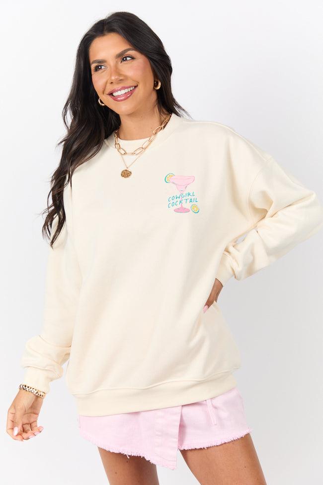 Cowgirl Cocktail Cream Graphic Sweatshirt Product Image