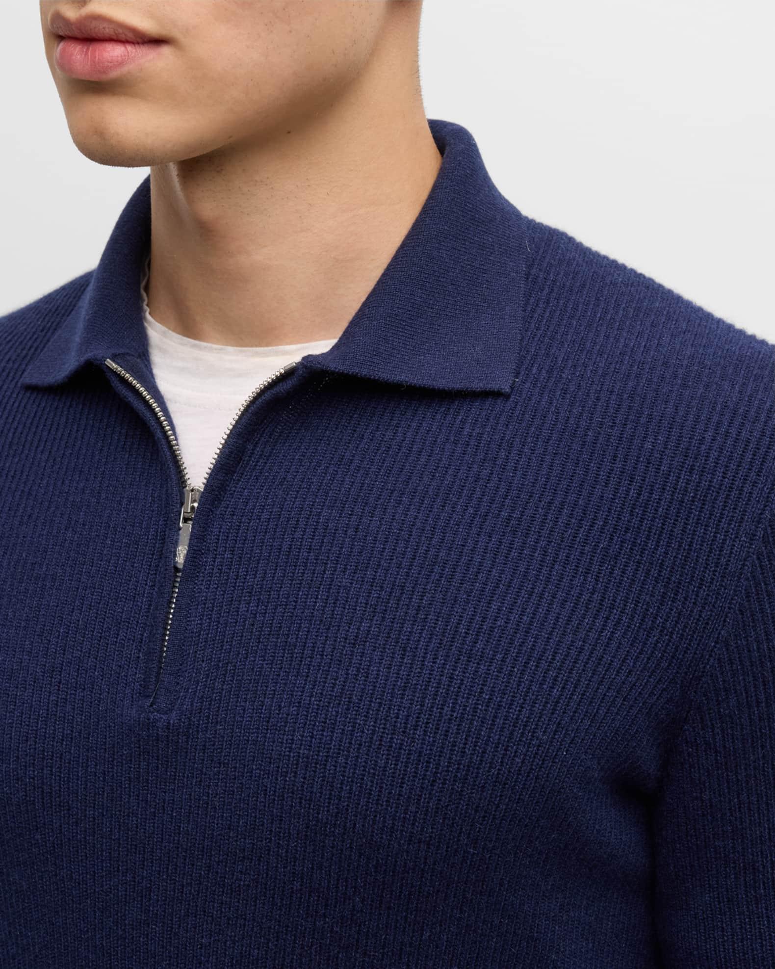 Men's Ribbed Cashmere Zip Polo Sweater Product Image