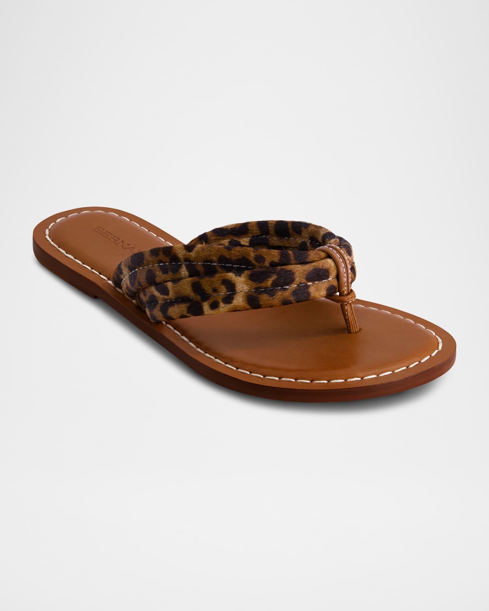 Miami Leopard Flat Thong Sandals Product Image