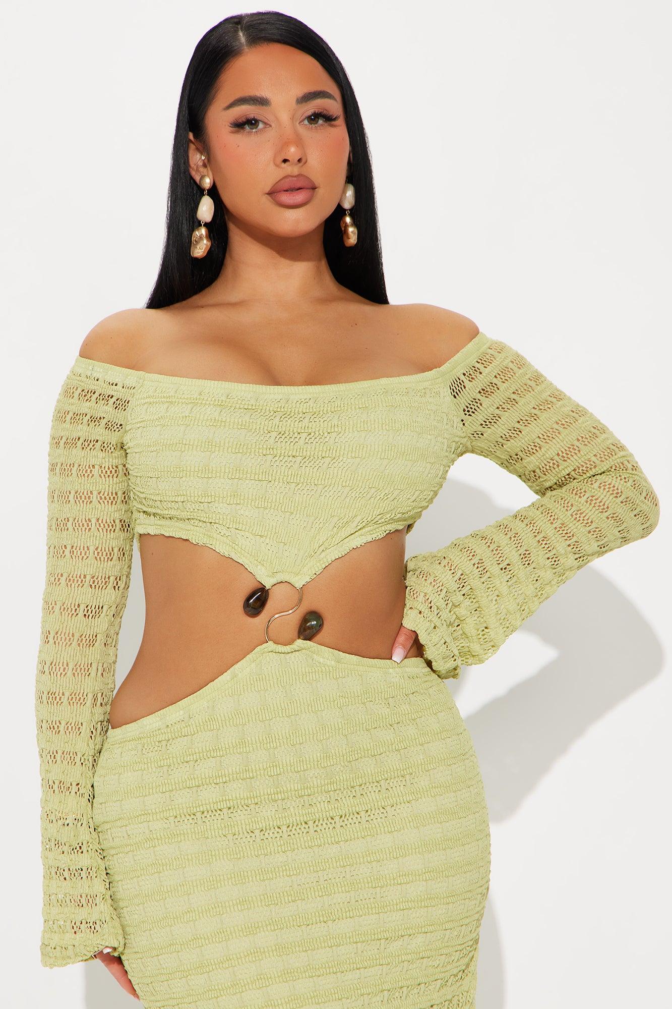 Orlette Crochet Maxi Dress - Chartreuse Product Image