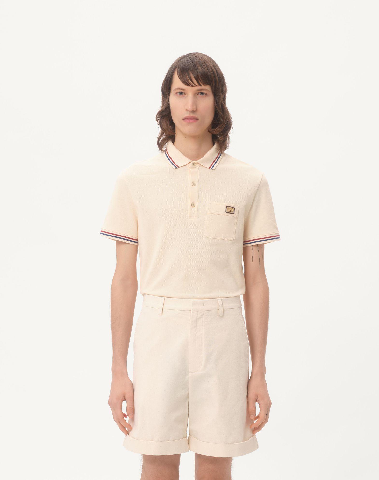 Cotton Piqué Polo Shirt With Vlogo Patch Product Image