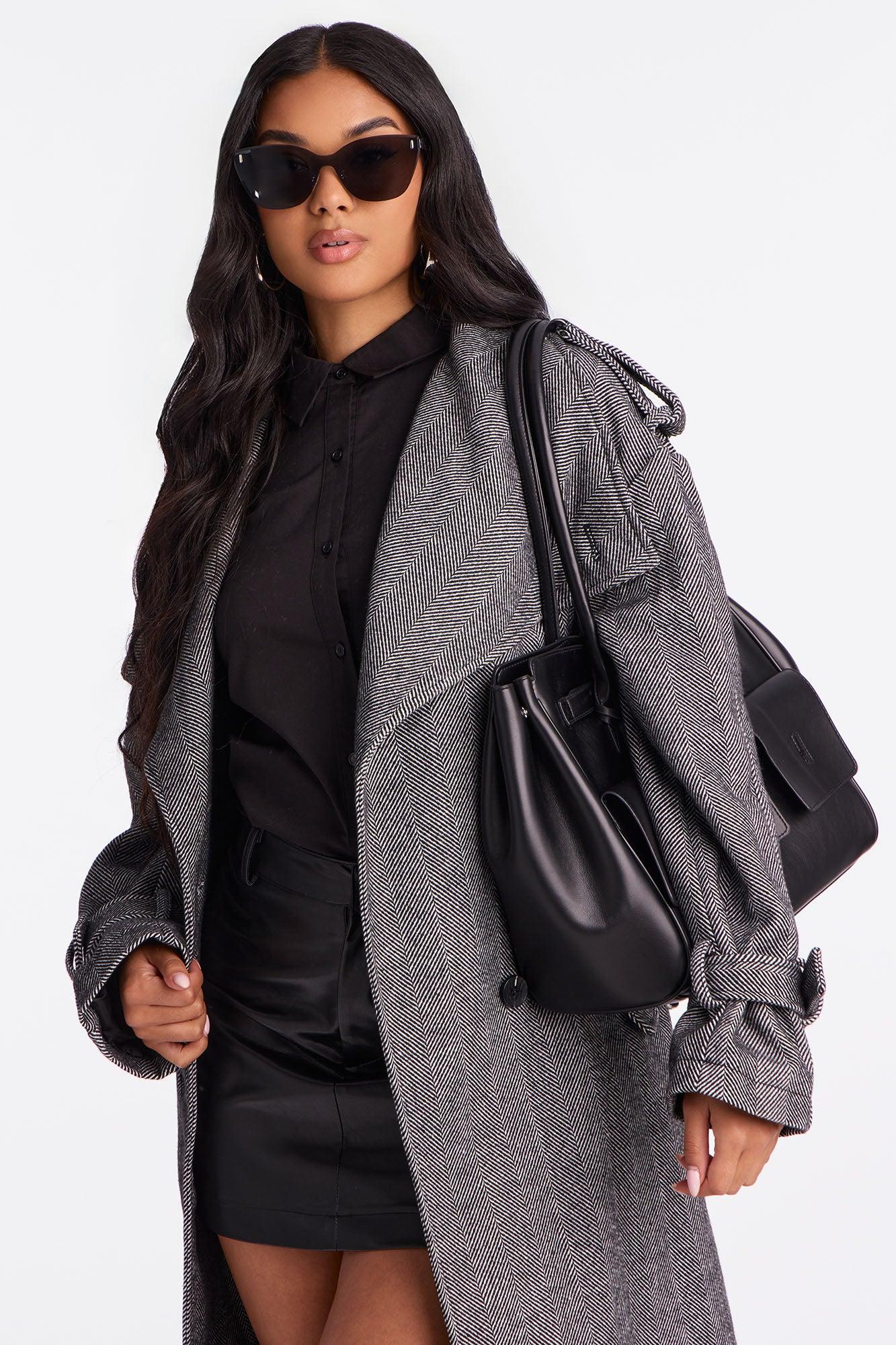 Working Overtime Belted Trench Coat - Black/combo Female Product Image