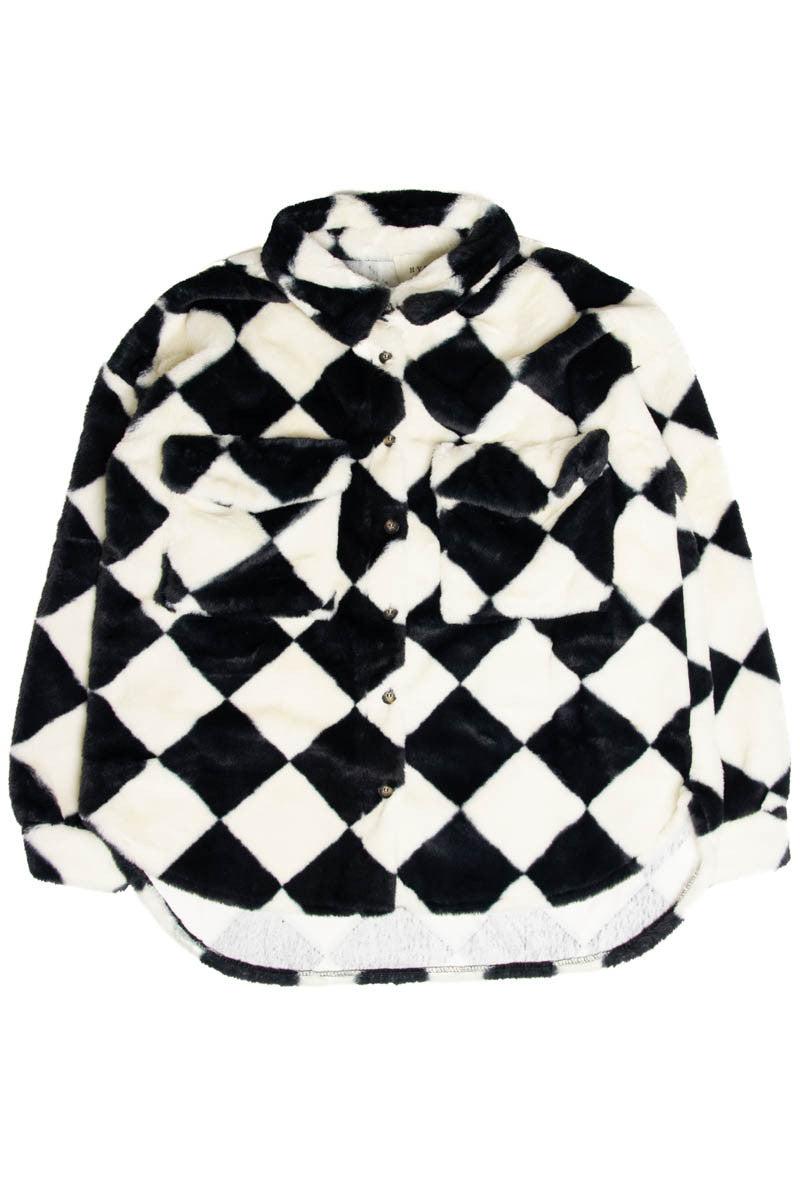 Fur Checker Print Shacket Product Image