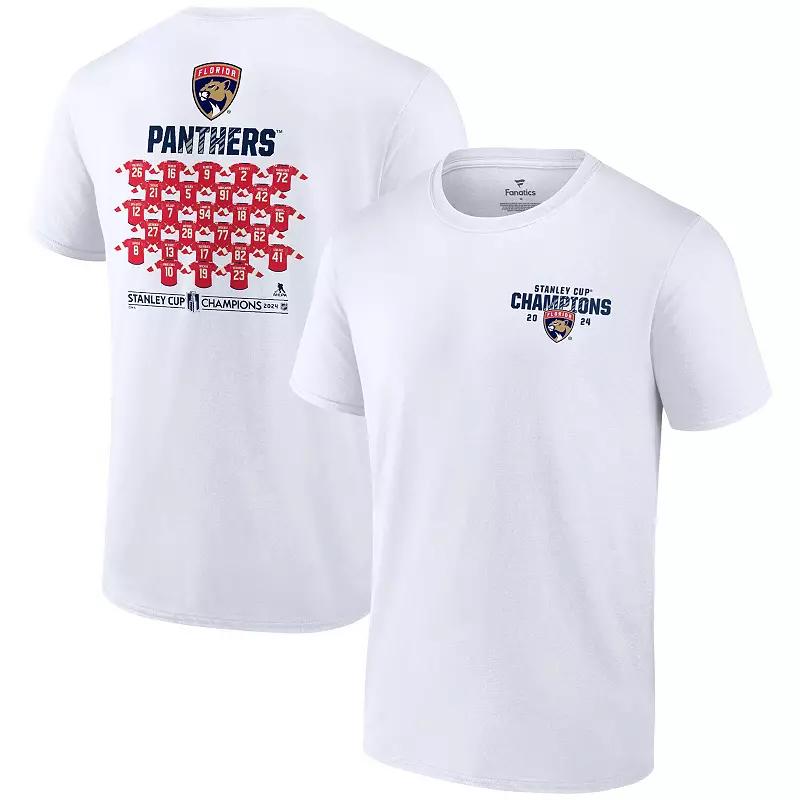 Men's Fanatics  White Florida Panthers 2024 Stanley Cup Champions Jersey Roster T-Shirt, Size: 5XL, Pnt White Product Image