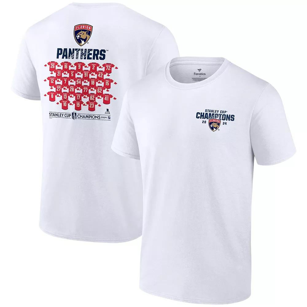 Men's Fanatics  White Florida Panthers 2024 Stanley Cup Champions Jersey Roster T-Shirt, Size: 5XL, Pnt White Product Image