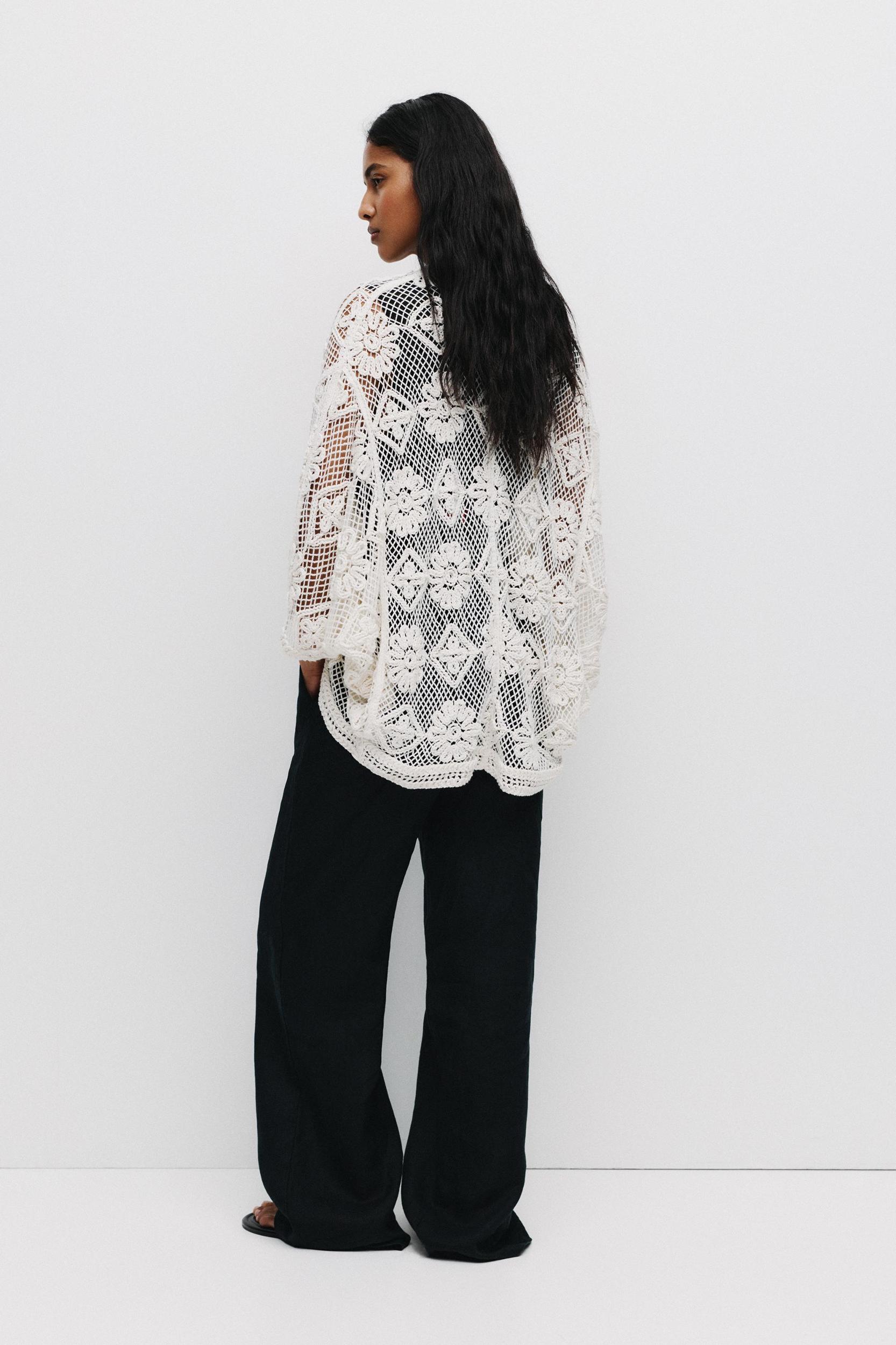 Floral crochet kimono Product Image