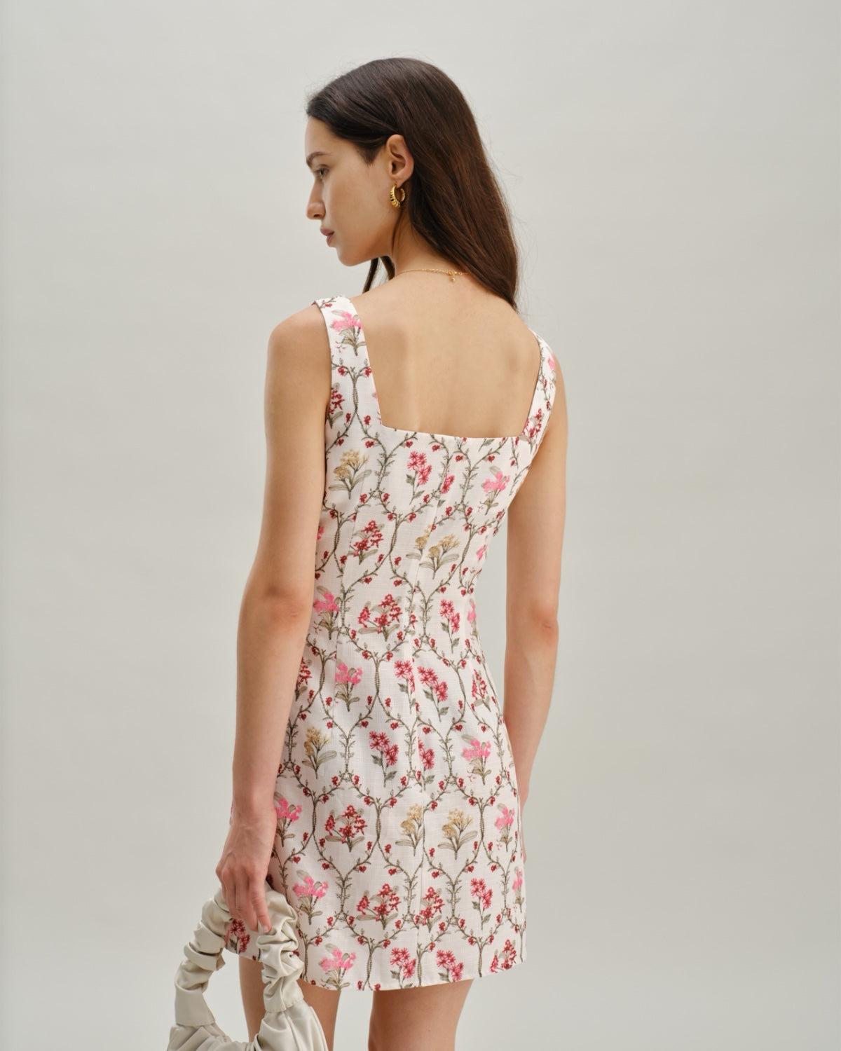 Floral Square Neck A-Line Slip Mini Dress Product Image