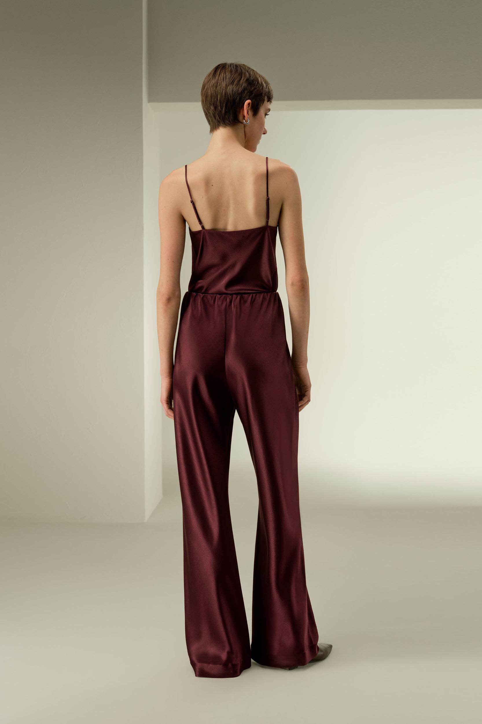 Straight-Leg Silk Satin Pants Product Image