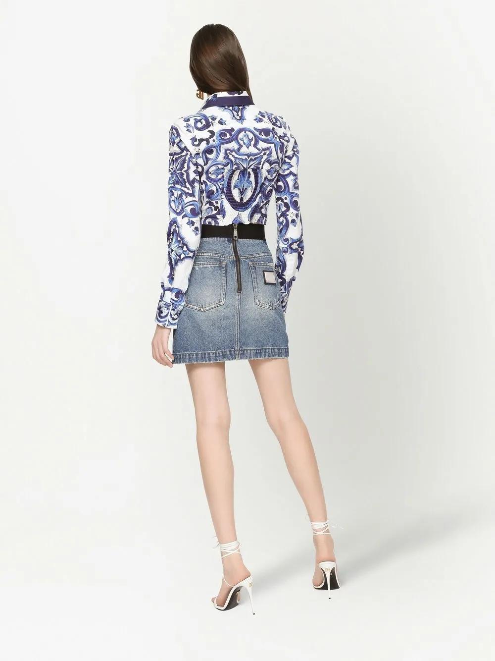 logo-waistband denim miniskirt Product Image