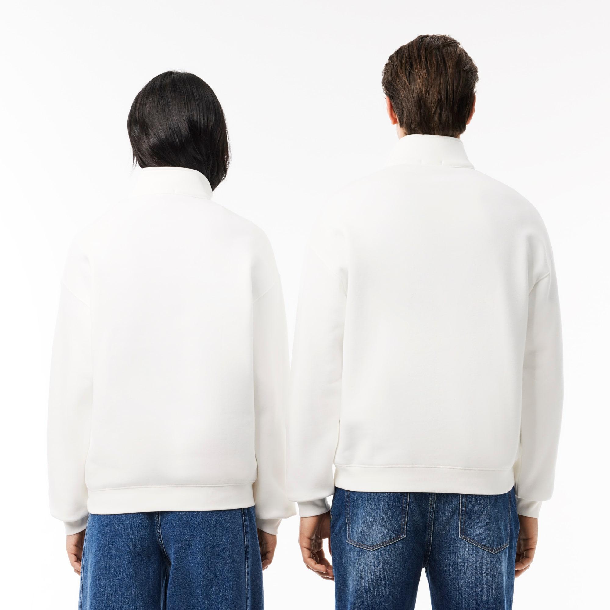 Loose Fit Zip Neck Badge Accent Sweatshirt Product Image