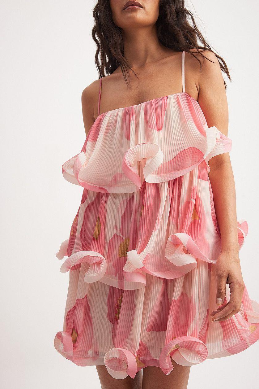 Printed Flounce Mini Dress Product Image