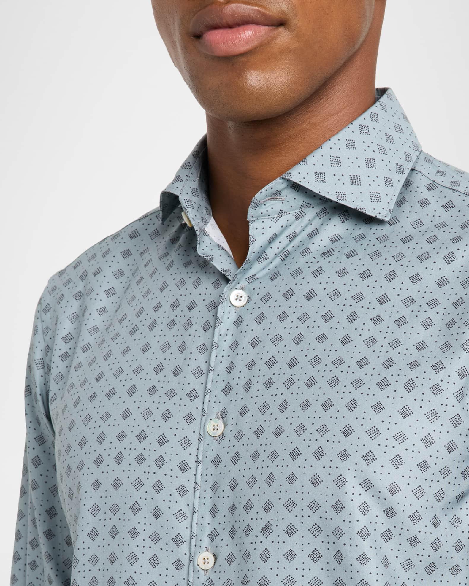 Men's Cotton and Lyocell Geometric-Print Sport Shirt Product Image