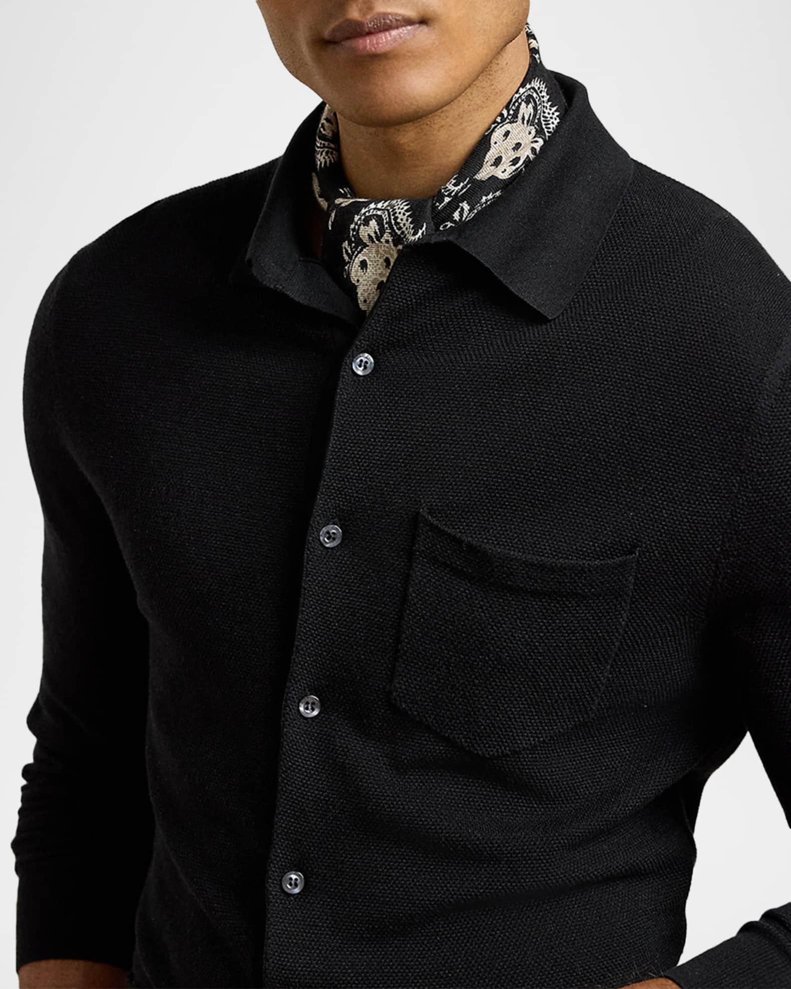 Men's Textured Mulberry Silk and Cotton Shirt Sweater Product Image