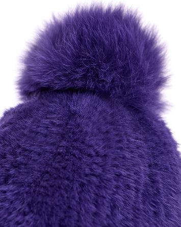 Knitted Mink Hat with Fox Pom Pom Product Image