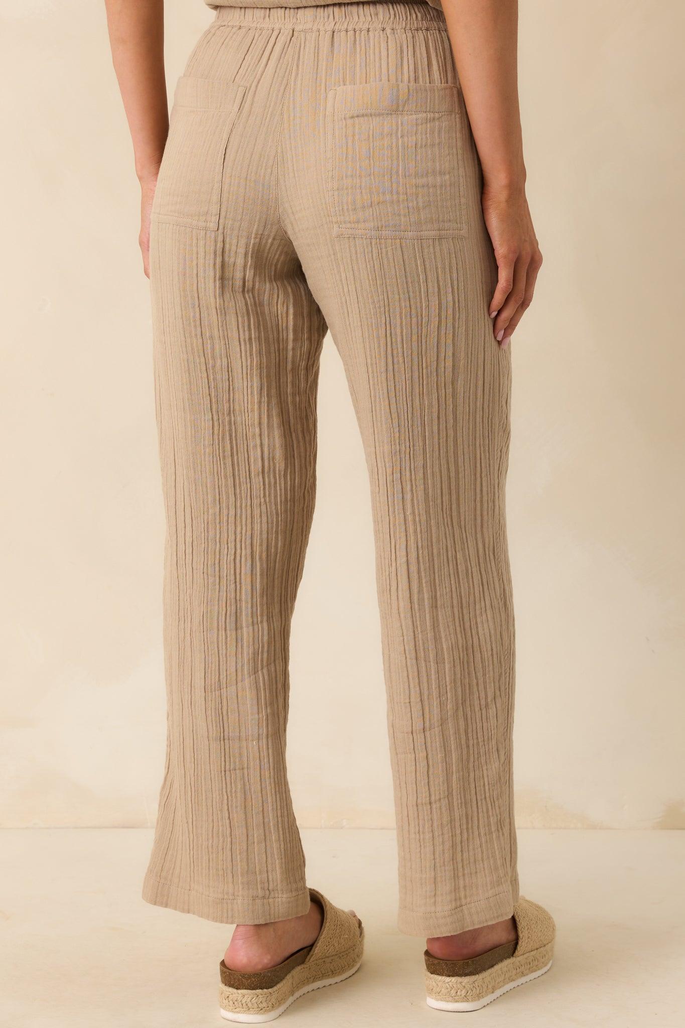 Z Supply Tan Cotton Plaza Airy Gauze Ankle Pants Product Image