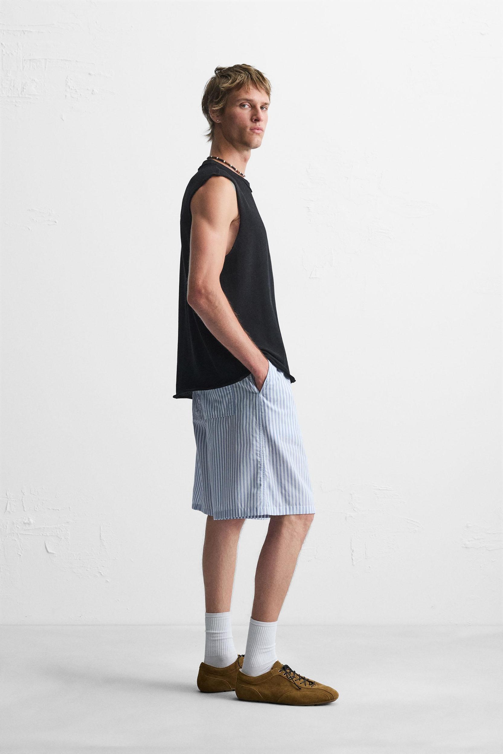 STRIPED RELAXED FIT SHORTS Product Image