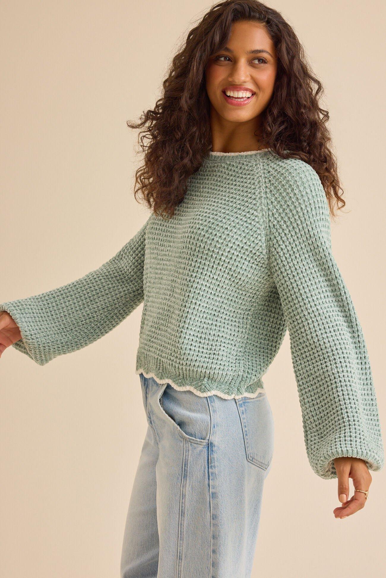 Amber Scalloped Trim Sweater Product Image
