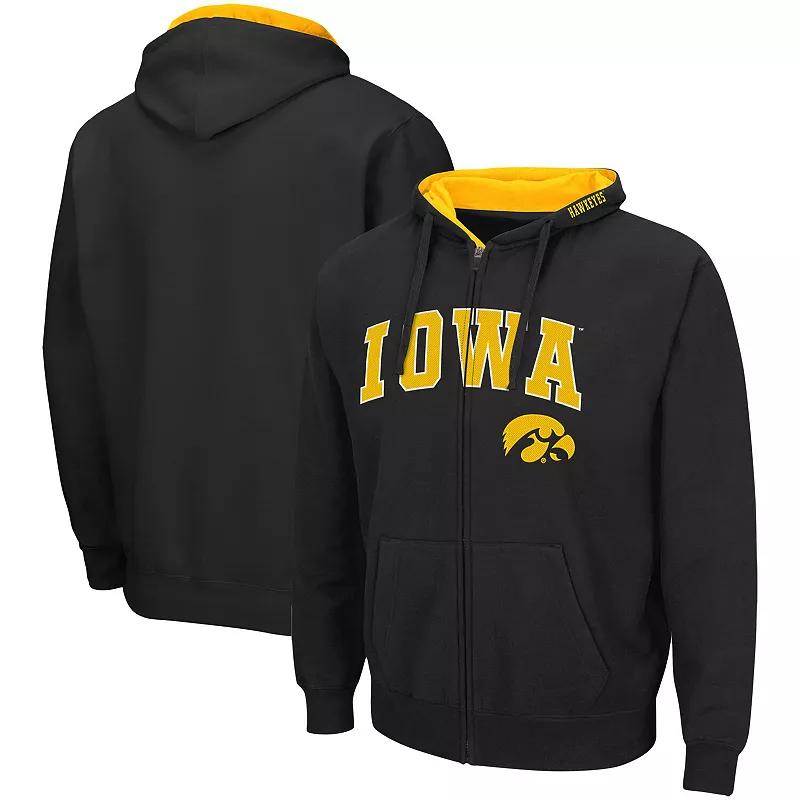 Men's Colosseum Black Iowa Hawkeyes Arch & Logo 3.0 Full-Zip Hoodie, Size: XL Product Image