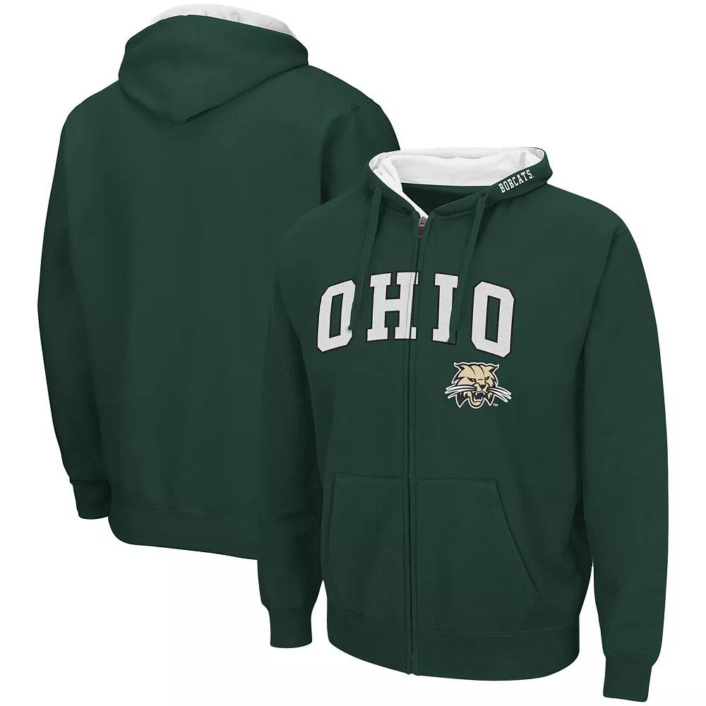 Men's Colosseum Green Ohio Bobcats Arch & Logo 3.0 Full-Zip Hoodie,  Product Image
