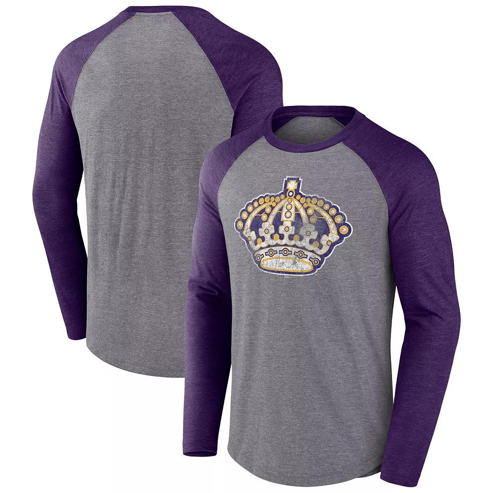 Men's Fanatics Heather Gray Los Angeles Kings Special Edition Long Sleeve Tri-Blend Raglan T-Shirt, Size: Large, Kgs Grey Product Image