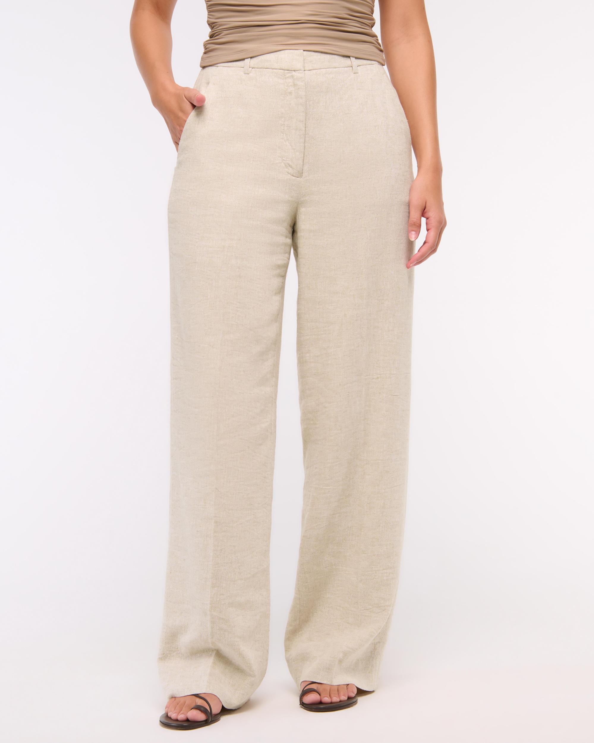 Curve Love Tailored Linen-Blend Wide Leg Pant Product Image