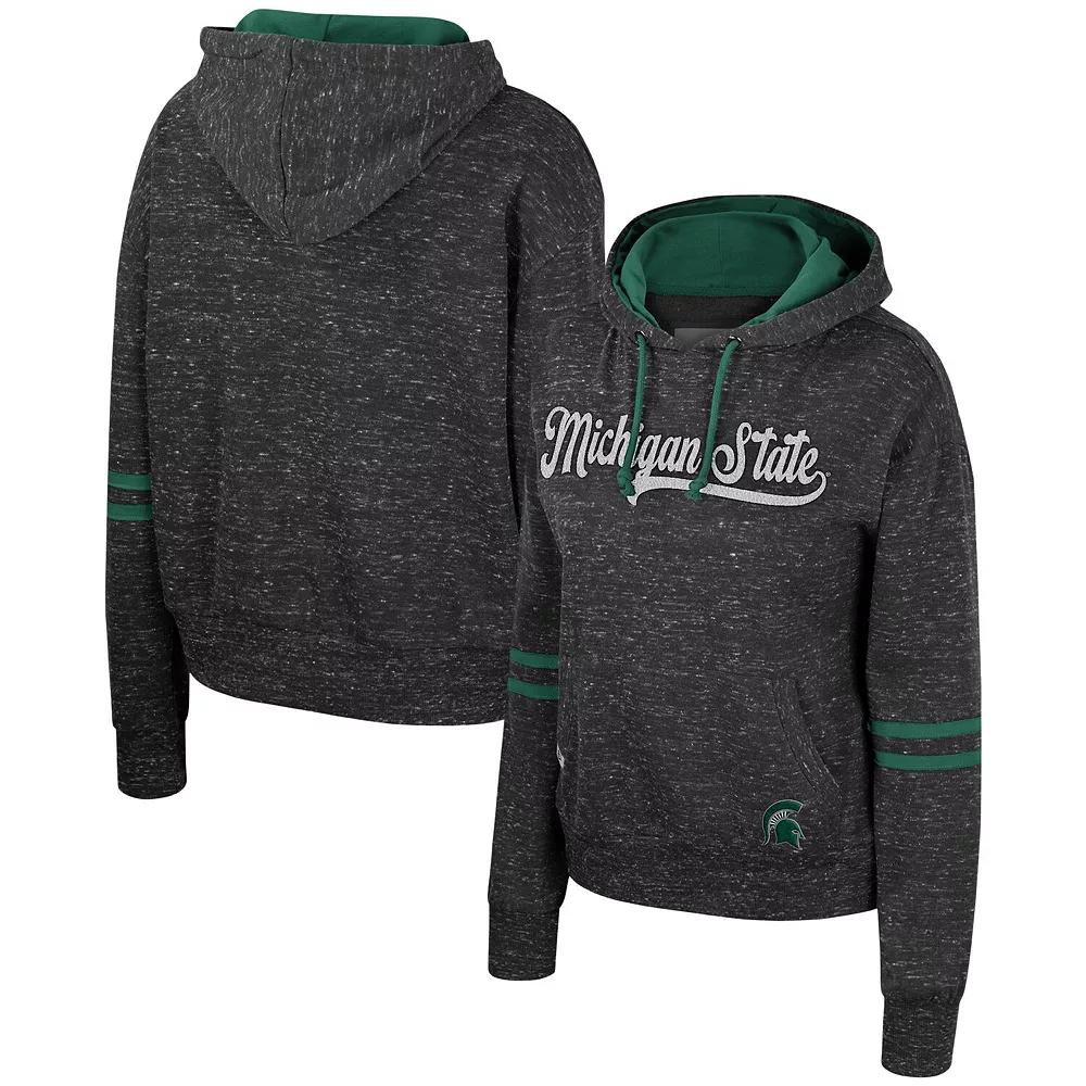Women's Colosseum Charcoal Michigan State Spartans Catherine Speckle Pullover Hoodie,  Product Image