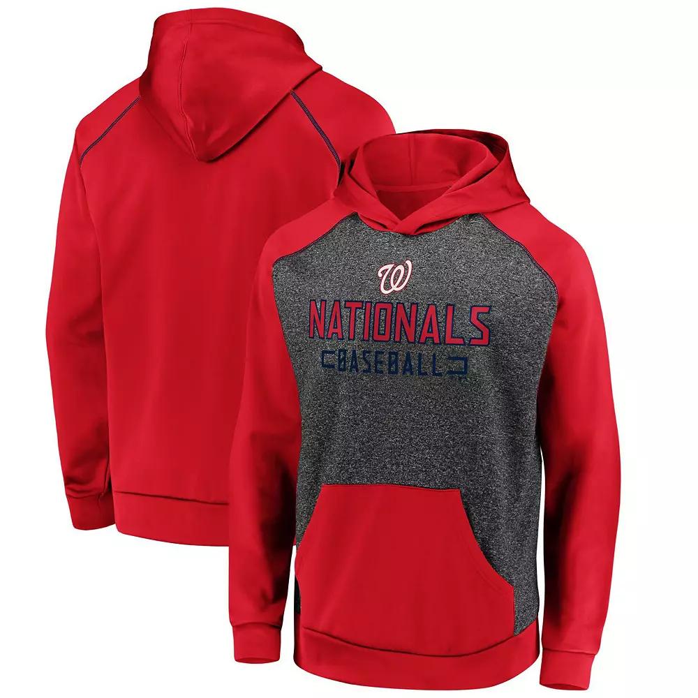 Men's Fanatics Branded Charcoal/Red Washington Nationals Game Day Ready Raglan Pullover Hoodie, Size: XL Product Image
