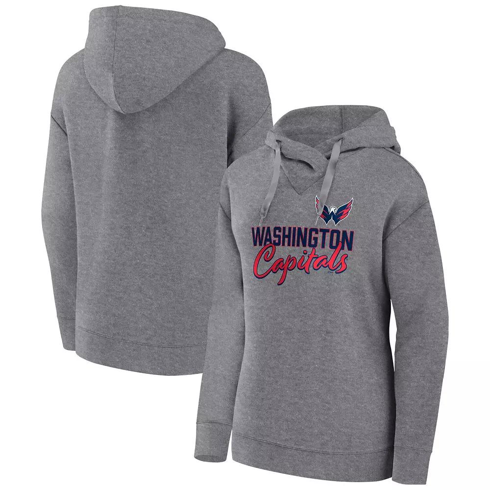 Women's Fanatics Branded Heather Gray Washington Capitals Script Favorite Pullover Hoodie,  Product Image
