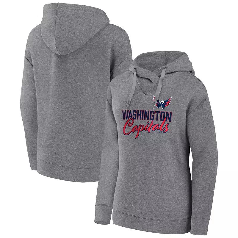 Women's Fanatics Branded Heather Gray Washington Capitals Script Favorite Pullover Hoodie,  Product Image