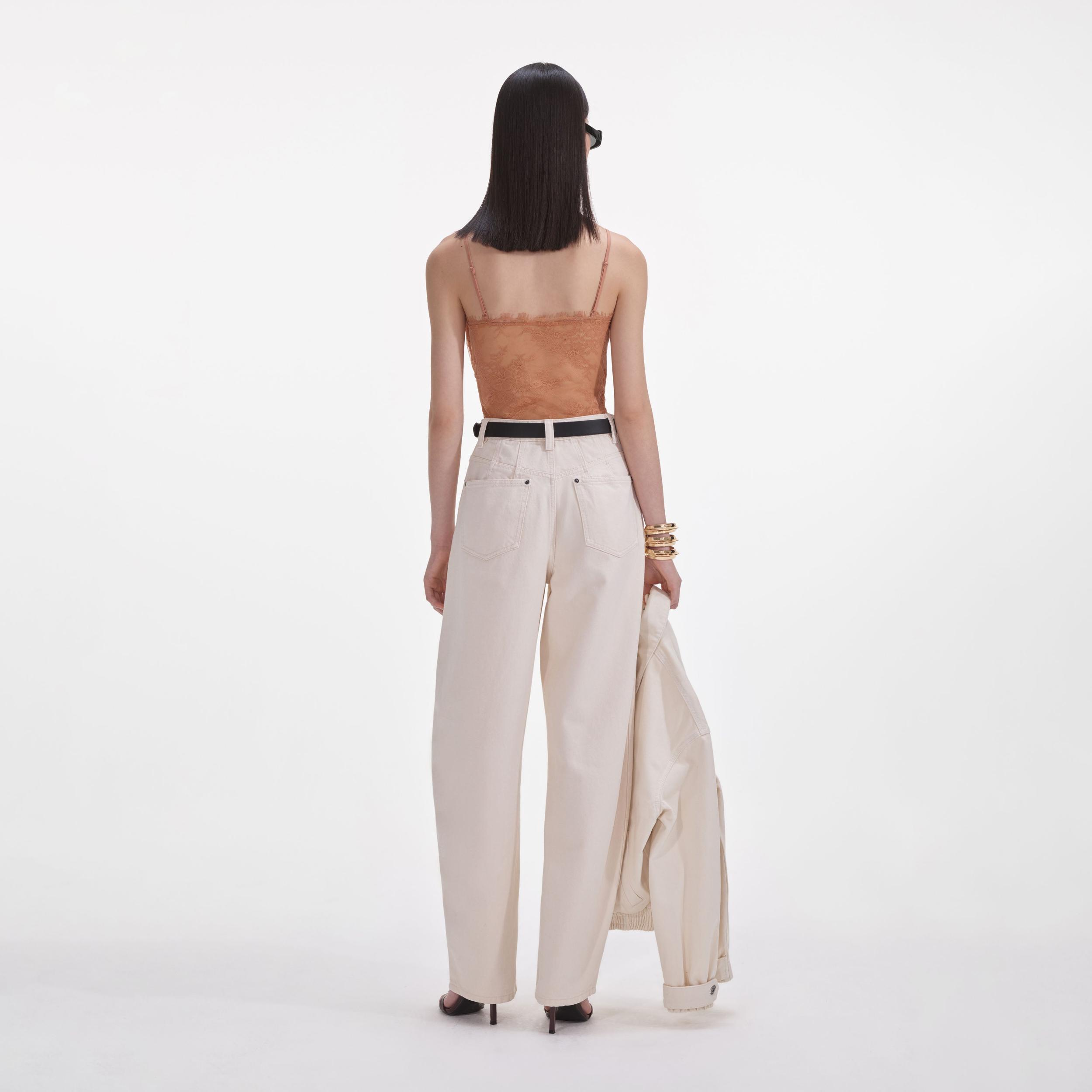 Cream Denim Jeans Product Image