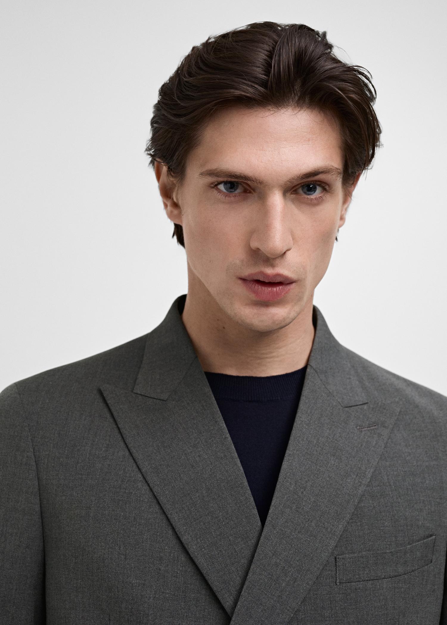 Monaco double-breasted slim-fit suit blazer - Men | MANGO USA Product Image