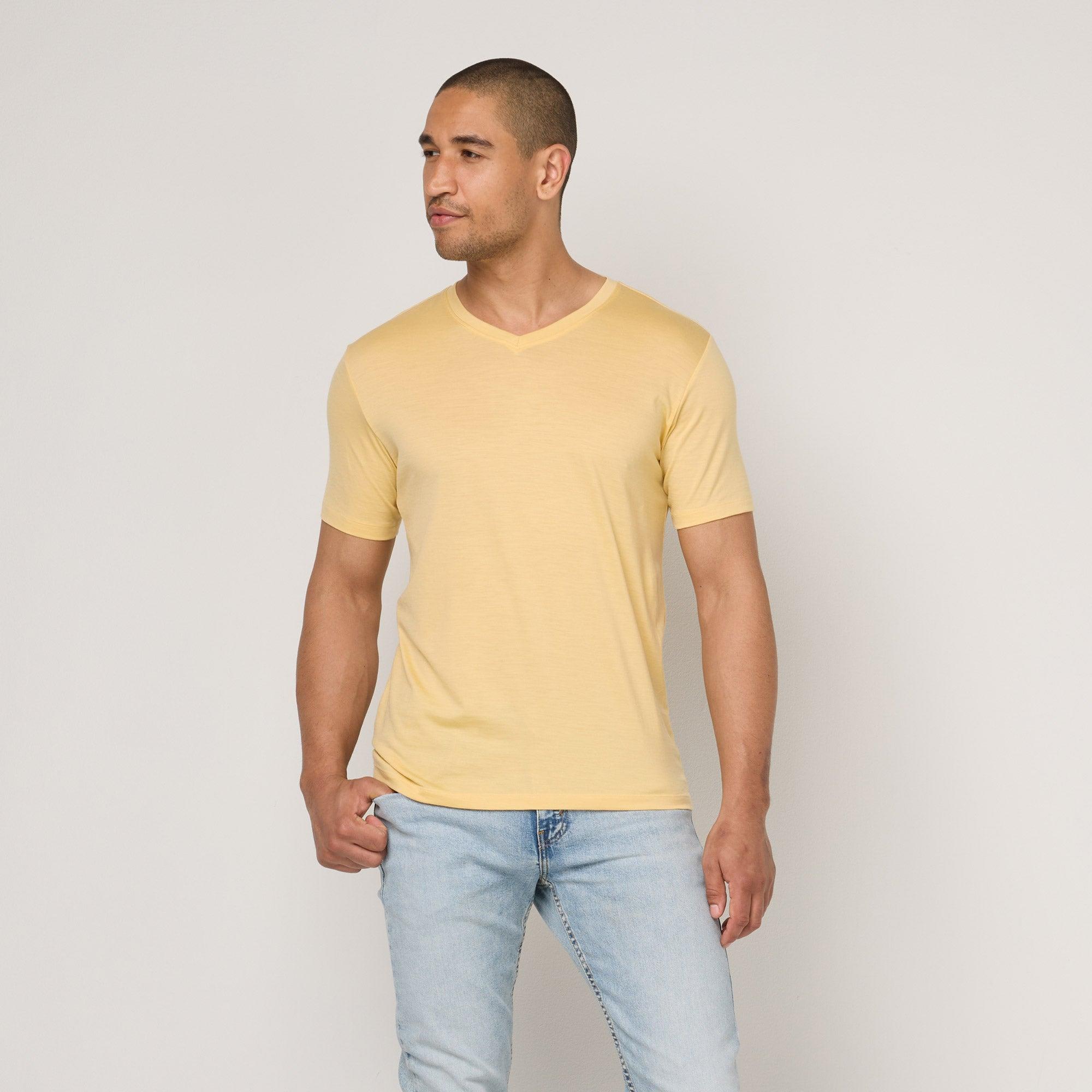 Merino Wool Standard V-Neck T-Shirt | Sunshine Product Image