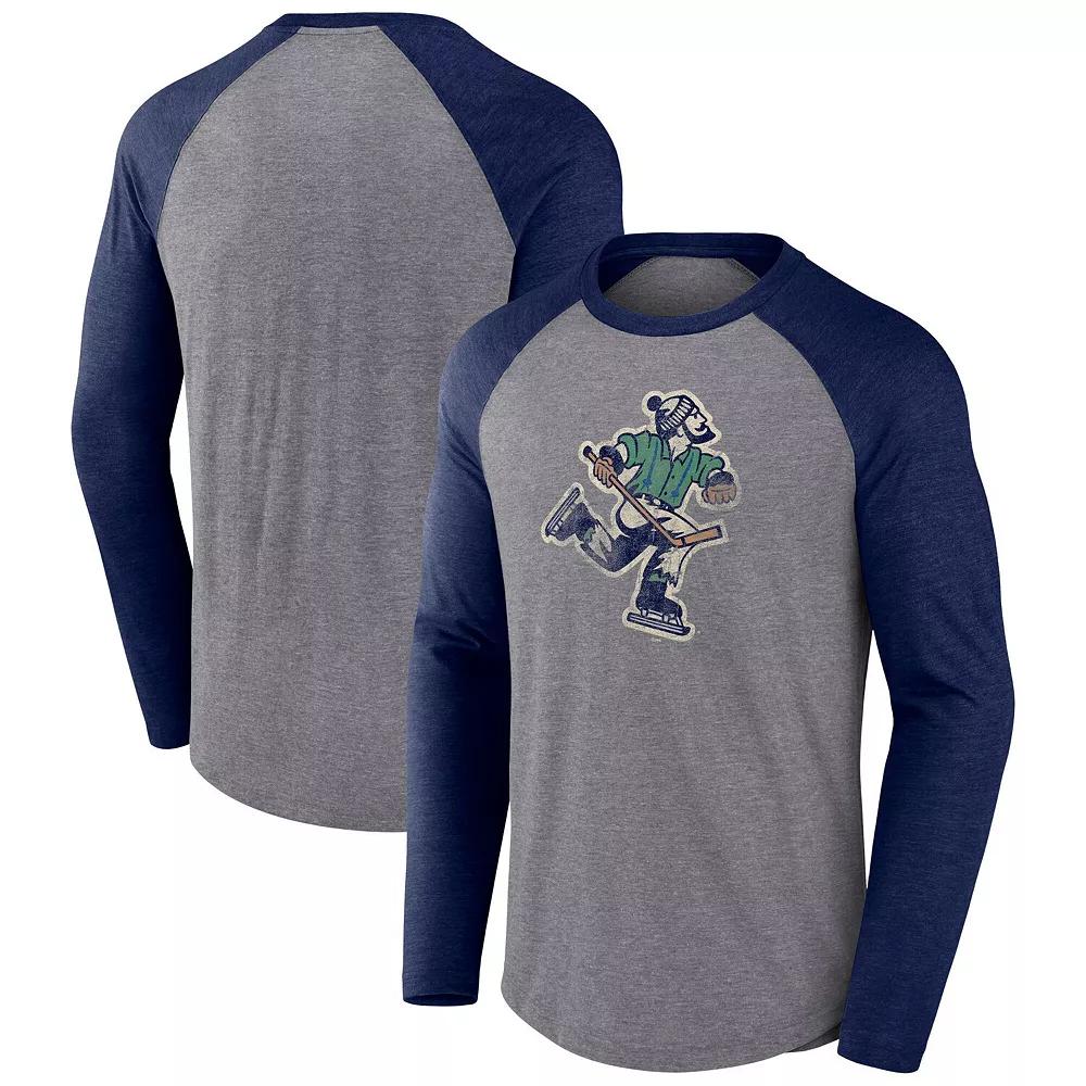 Men's Fanatics Heather Gray Vancouver Canucks Special Edition Long Sleeve Tri-Blend Raglan T-Shirt, Size: Small, Cnk Grey Product Image