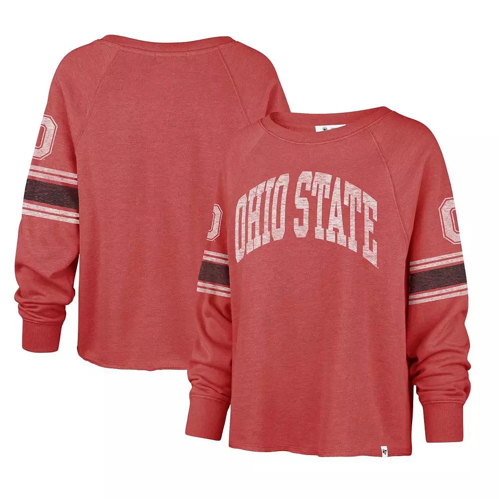 Women's '47 Scarlet Ohio State Buckeyes Allie Modest Raglan Long Sleeve Cropped T-Shirt, Size: Small, Red Product Image
