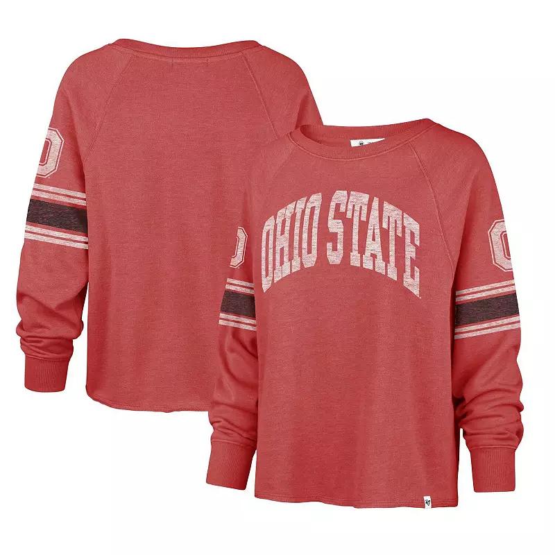Women's '47 Scarlet Ohio State Buckeyes Allie Modest Raglan Long Sleeve Cropped T-Shirt, Size: Small, Red Product Image