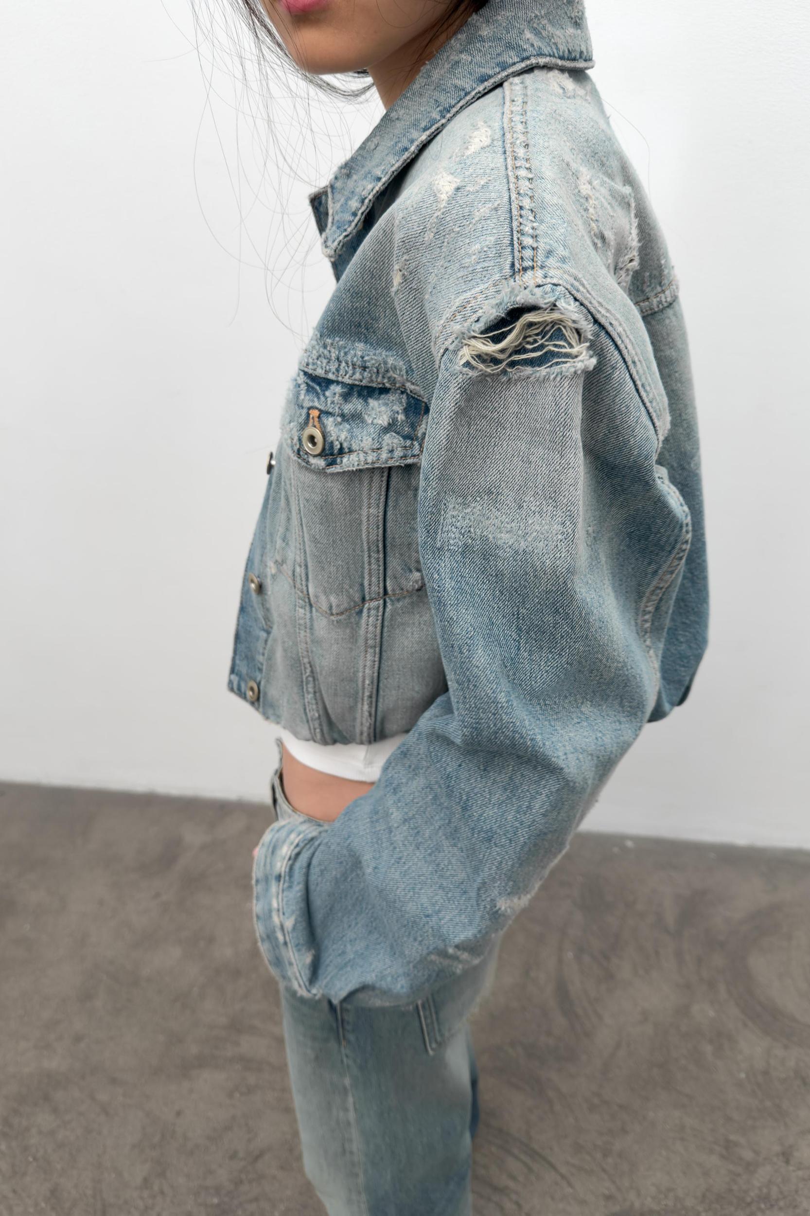 TRF RIPPED DENIM JACKET Product Image
