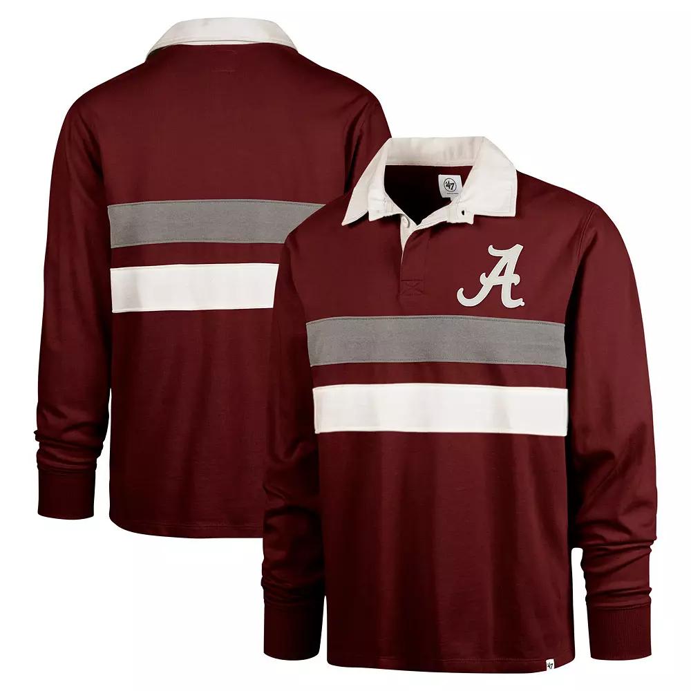 Men's '47 Crimson Alabama Crimson Tide Clubhouse Knox Thames Long Sleeve Rugby Polo,  Product Image