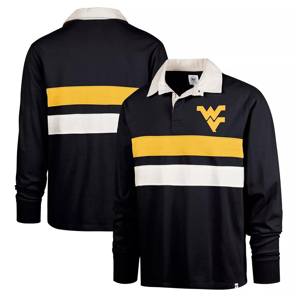 Men's '47 Navy West Virginia Mountaineers Clubhouse Knox Thames Long Sleeve Rugby Polo, Size: Large, Blue Product Image