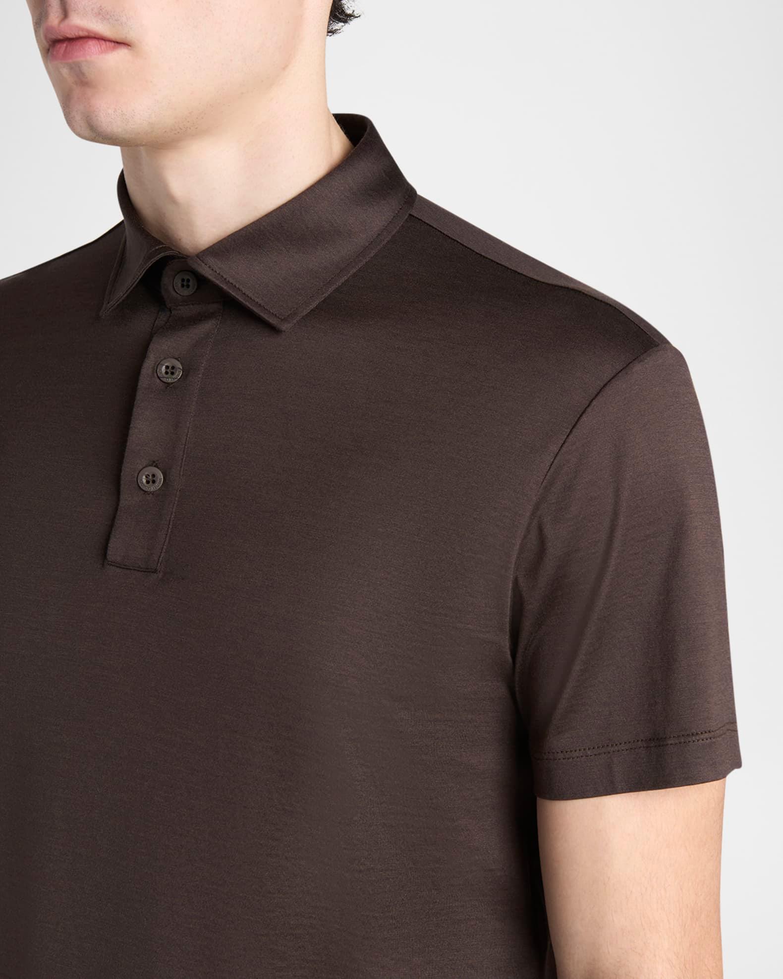 Men's Silk and Cotton Polo Shirt Product Image
