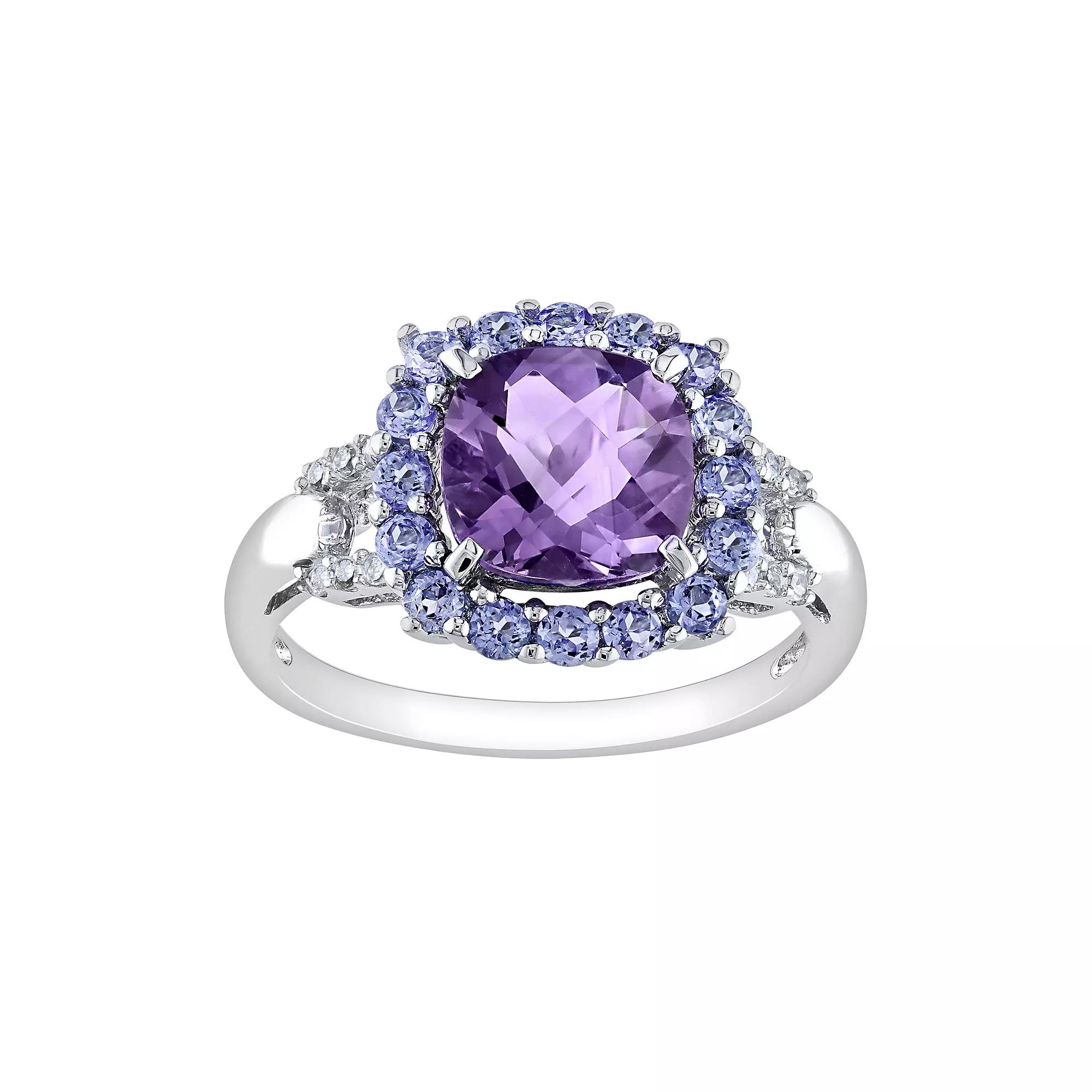 Stella Grace Sterling Silver Amethyst, Tanzanite and Diamond Accent Frame Ring, Women's,  Product Image
