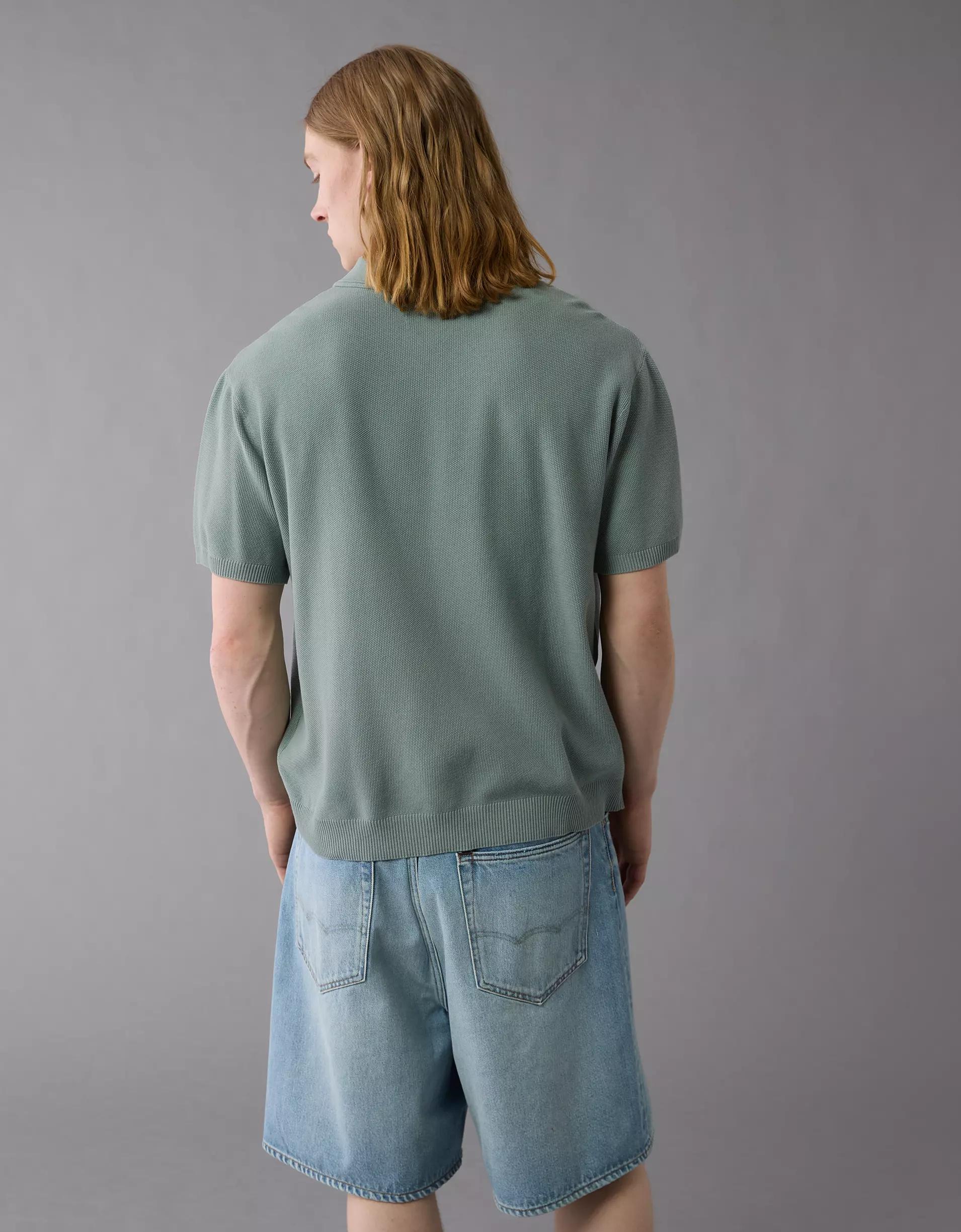 AE Weekend Washed Sweater Polo Shirt Product Image