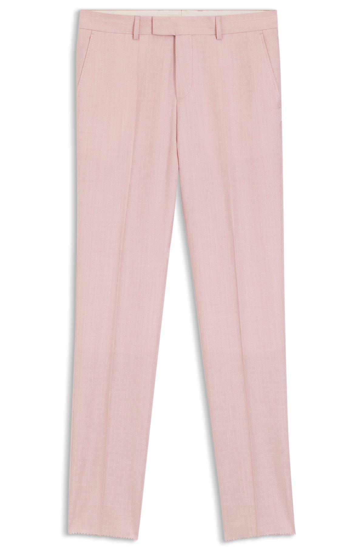 Slim-fit trousers in virgin wool, silk and linen Product Image