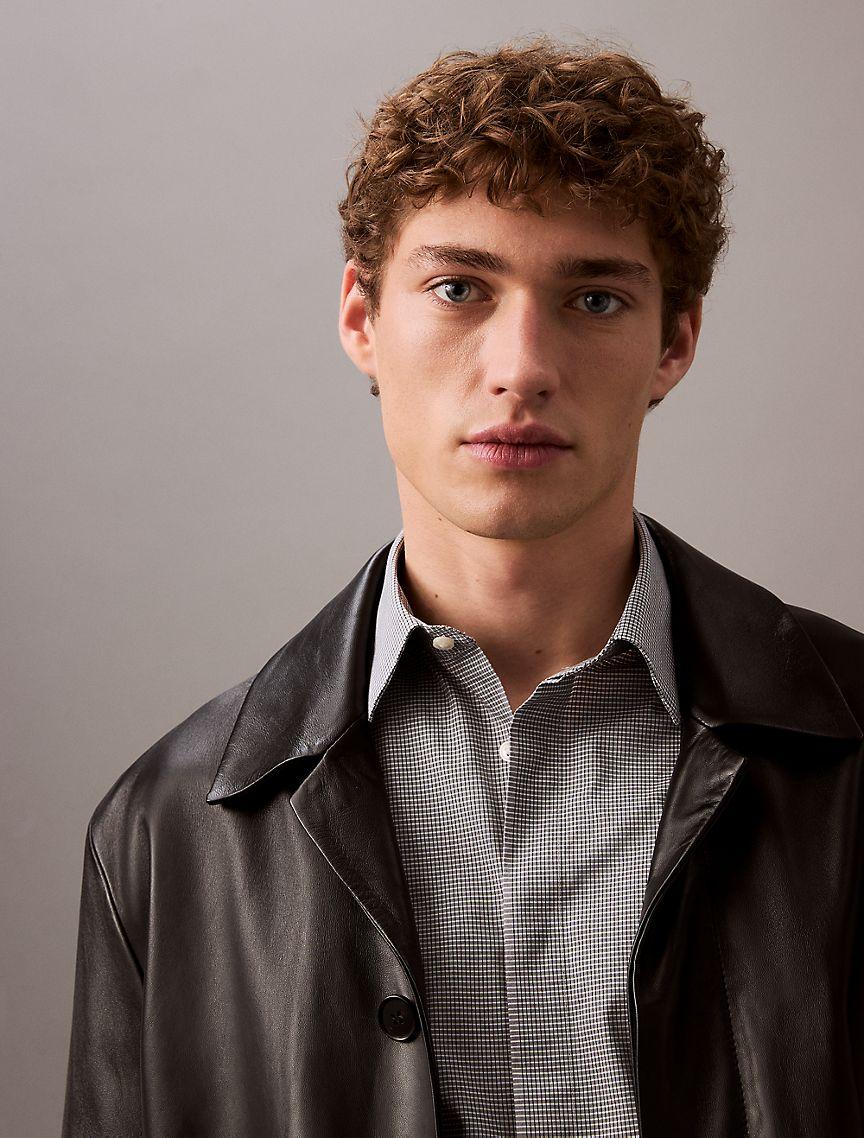 Steel Micro Check Slim Fit Button-Down Shirt Product Image