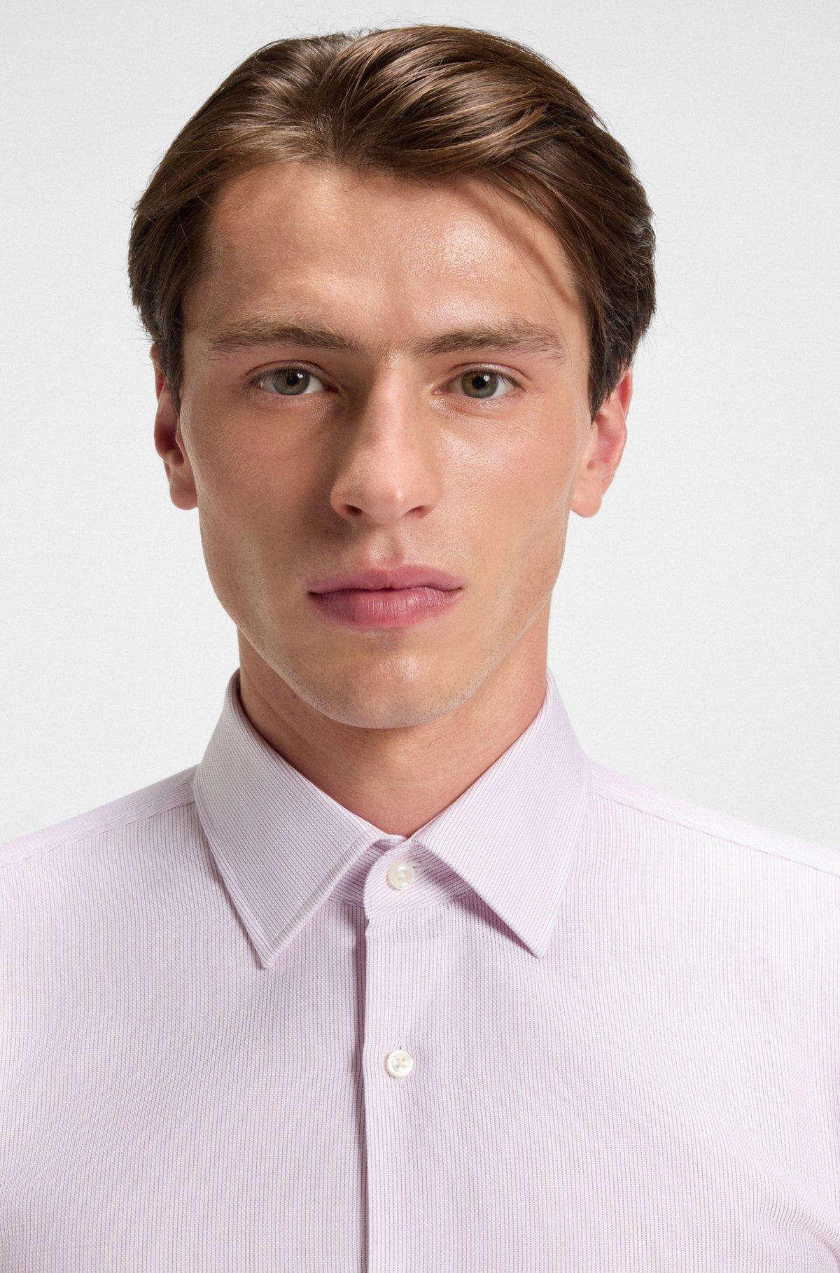 Slim-fit shirt in striped cotton twill Product Image