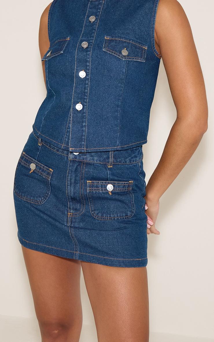 Indigo Mid Rise Denim Mini Skirt Product Image