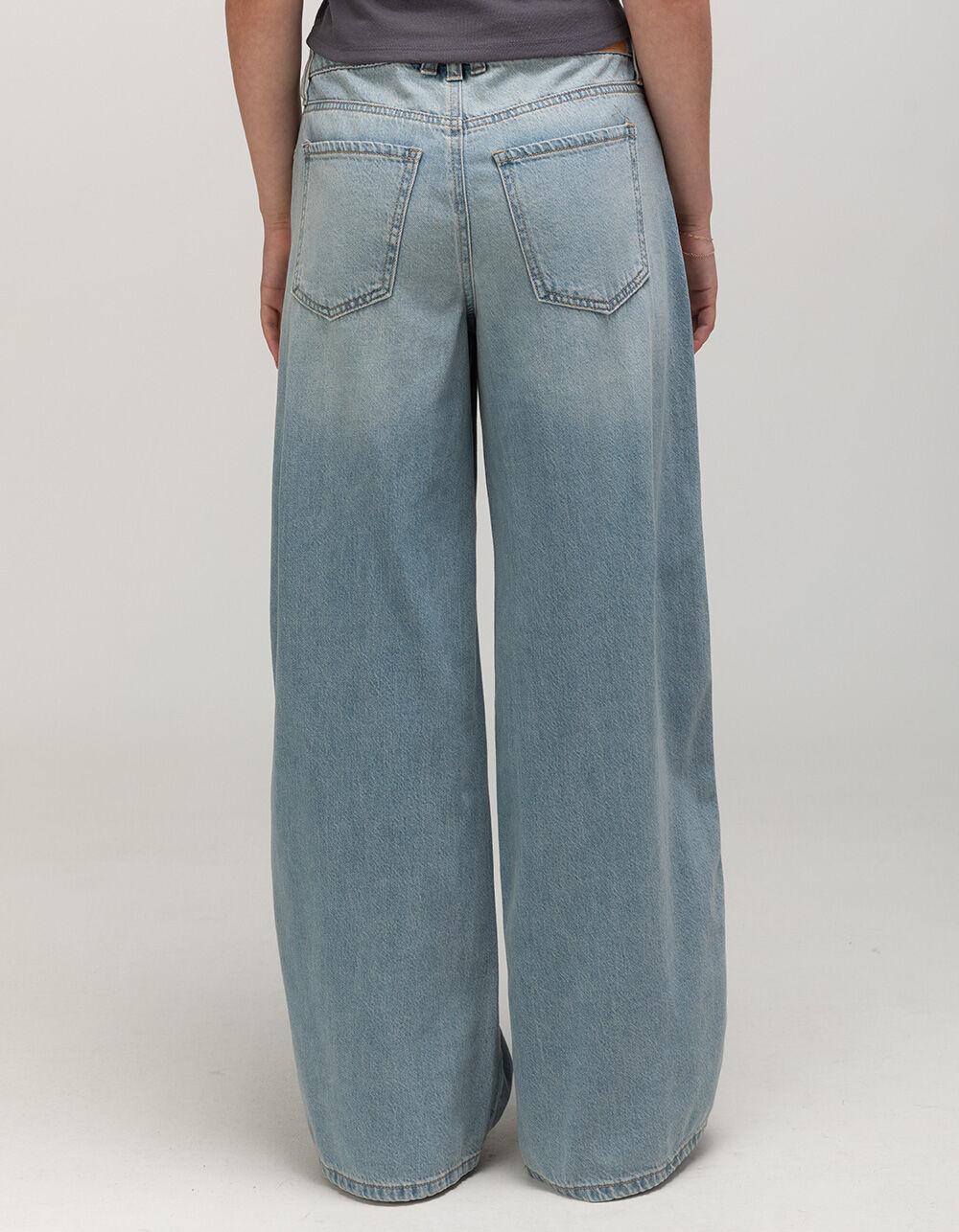 RSQ Womens Mid Rise Wide Leg Panel Jeans - LIGHT WASH Product Image