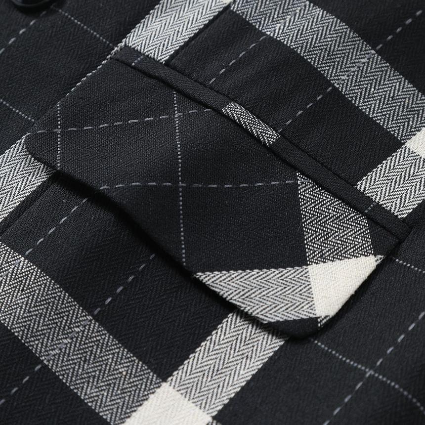 Shawl Lapel Patterned Double Breasted Vest Product Image