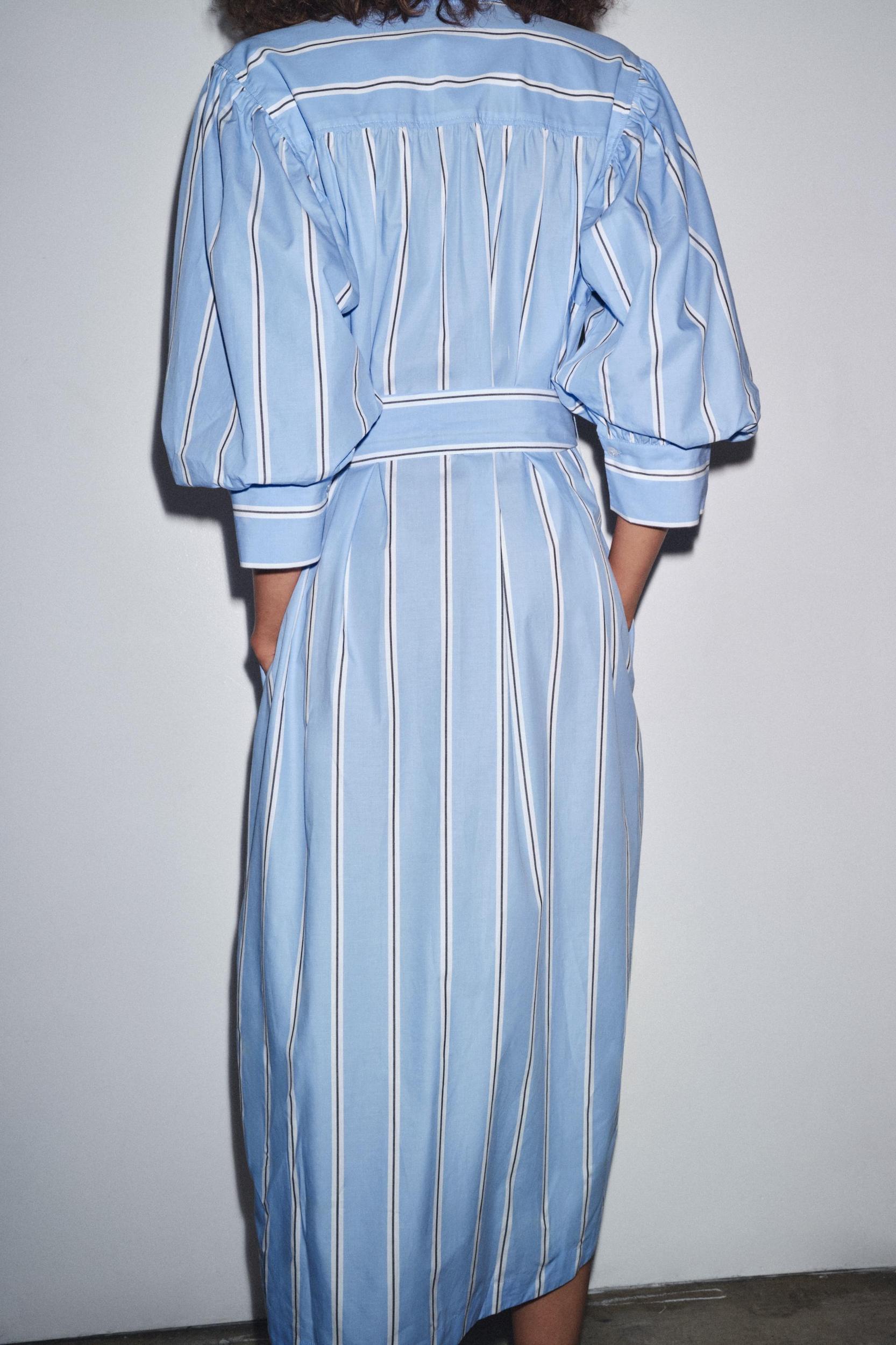 STRIPED BELTED DRESS ZW COLLECTION Product Image