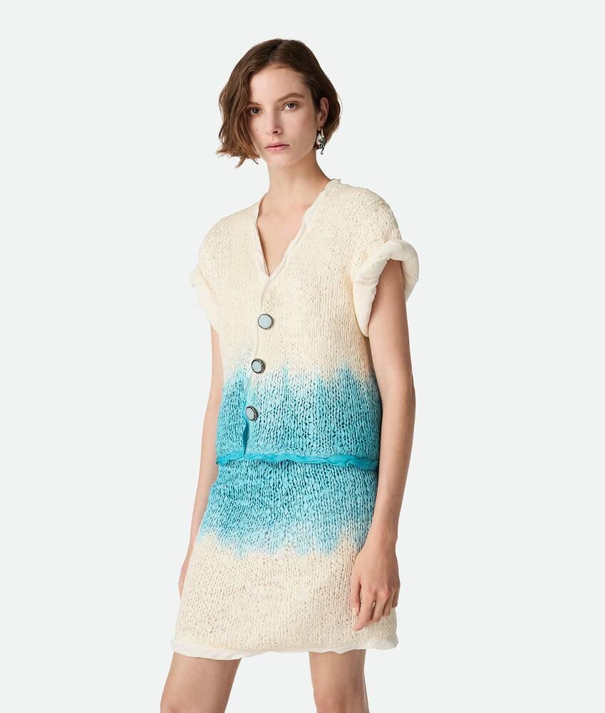 Women's Wool And Silk Overdyed Cardigan in Chalk/skyline Product Image