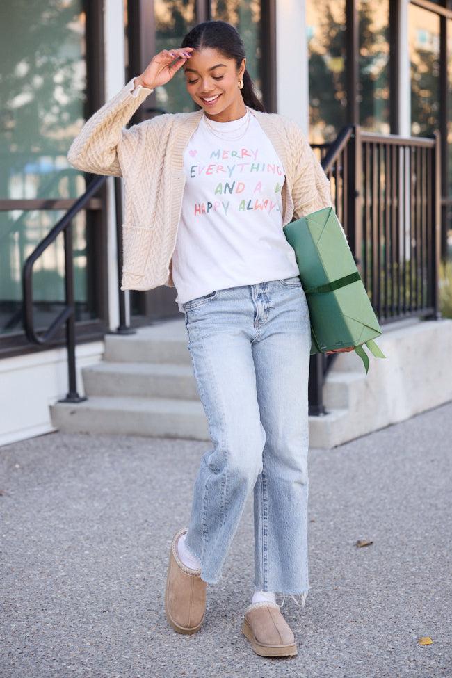 Merry Everything White Graphic Tee Product Image